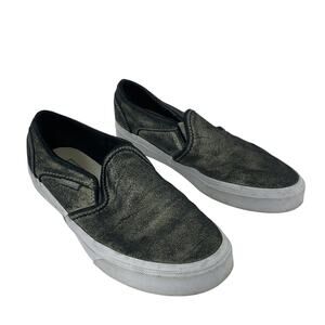 Vans Silver Metallic Iridescent Slip On Skate Shoes Women Size 7 Preowned